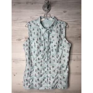 Reel Legends Shirt Womens Large Sleeveless Pelican Print Mariner Fishing Top